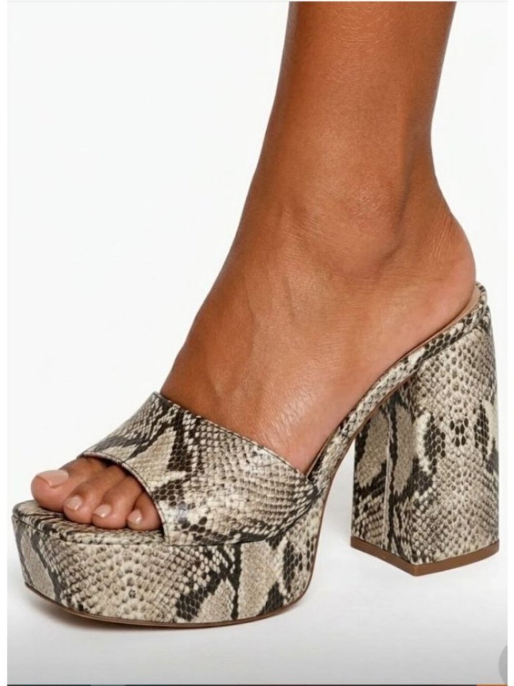 Schutz Aretha Platform Mules Heels 8 B Snake Print Y2K Chunky Baddie